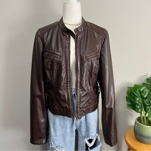 Therapy Brown Faux Leather Jacket